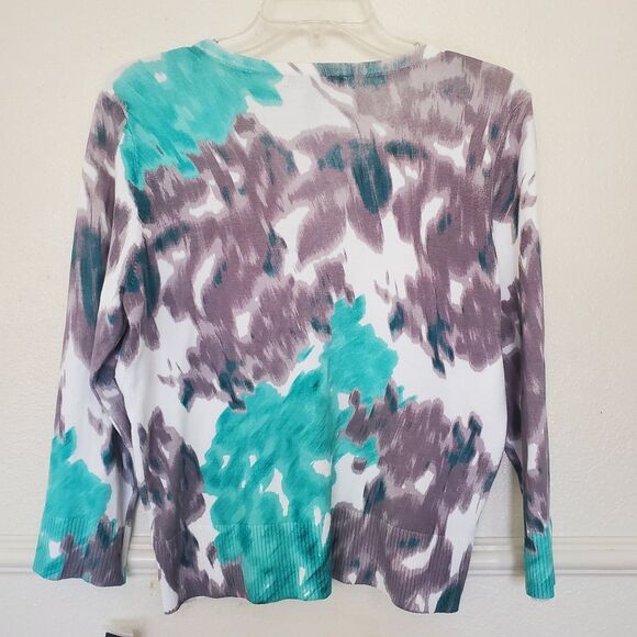 NWT INC International Concepts Women's XL Sequined Blurred Lilies Cardigan - Picture 10 of 15